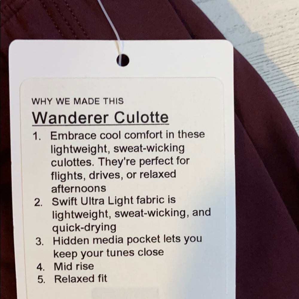 NWT Lululemon Wanderer Culotte - Picture 3 of 8